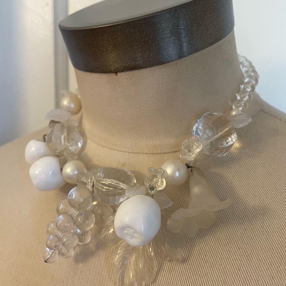 Vintage 80s Fruit & Flowers Statement Choker Necklace